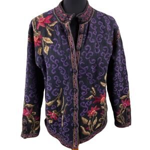 Vintage Coldwater Creek x Icelandic Design Wool Sweater Jacket Size M/L